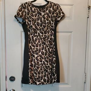 Vince Camuto Leopard Print Mini Dress - Black & Brown